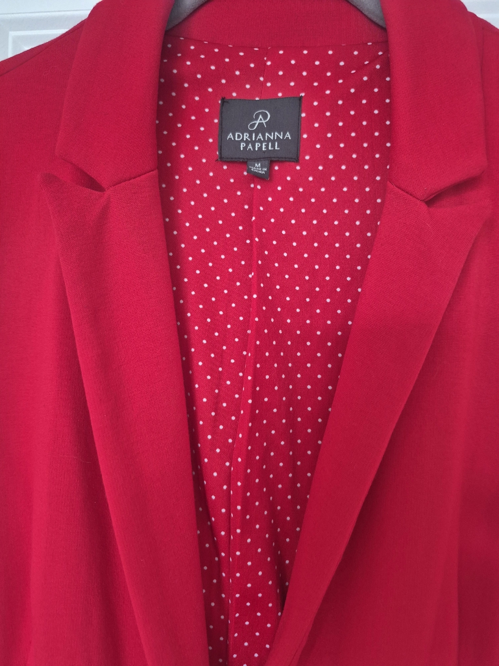 Adrianna Papell Red Polka Dot-Lined Blazer
